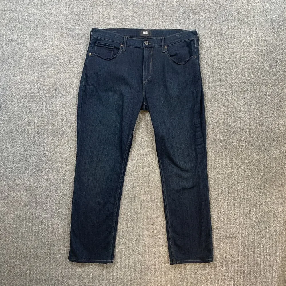 Paige Jeans Mens 35 Blue Federal Slim Straight Mid Rise Stretch Denim Dark Wash